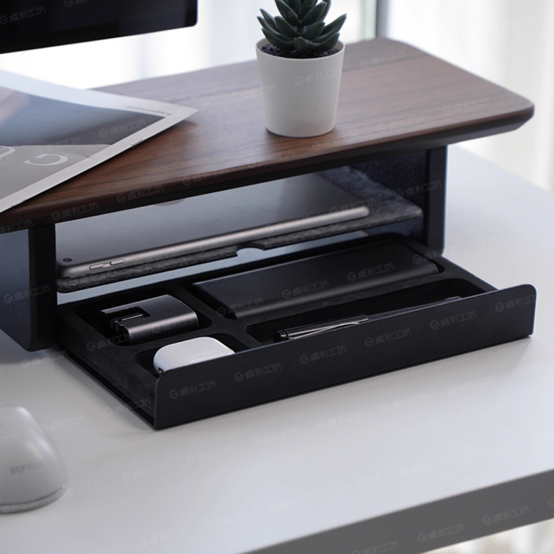 Desk Setup Computer - Monitorständer, Erhöhung, Aufbewahrungsschubladen, Büro-Schreibtisch-Organizer, Computer-Aufbewahrungsregal, ergonomisches