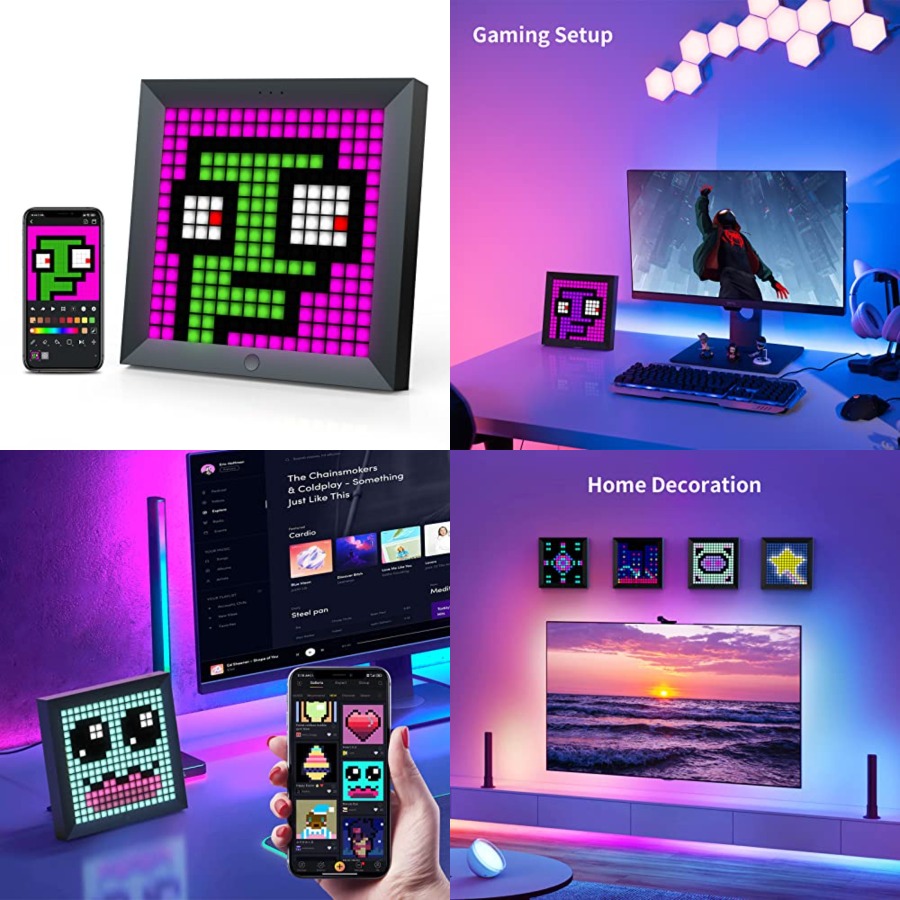 Desk Setup Gaming - LED-Lichtpixel-Anzeigepanel Geeignet für RGB-Lichtleisten, Smart-App-Steuerung mit