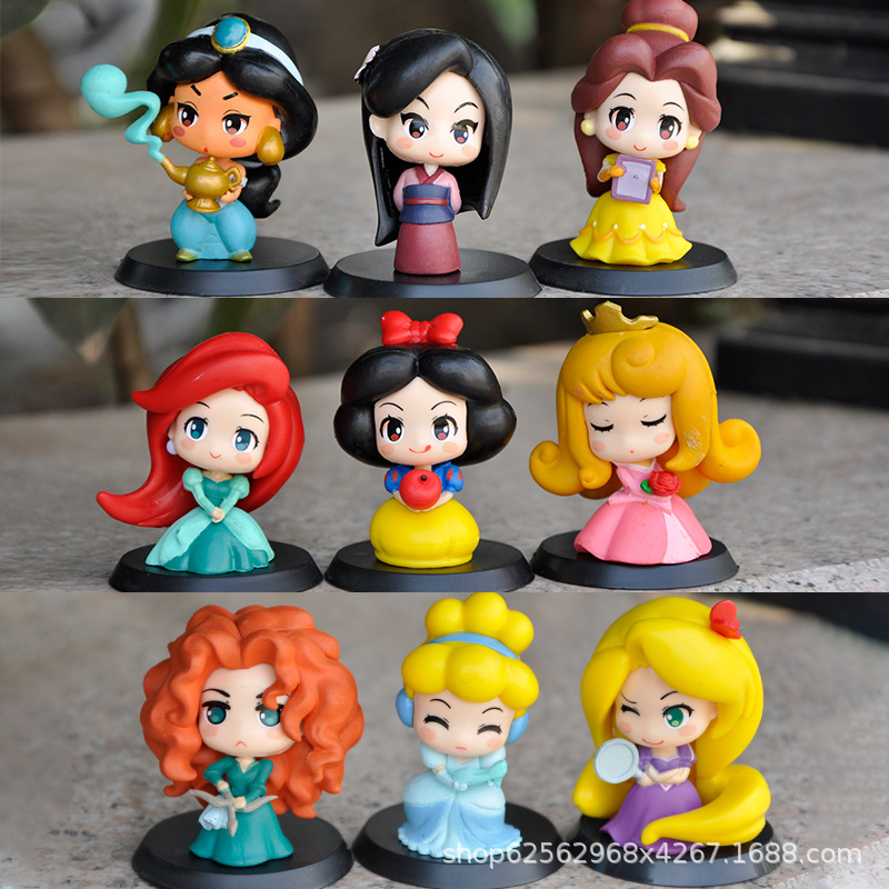 Desk Setup Kit - 9-teiliges Set Anime-Prinzessin Q-Version Kawaii Stehende