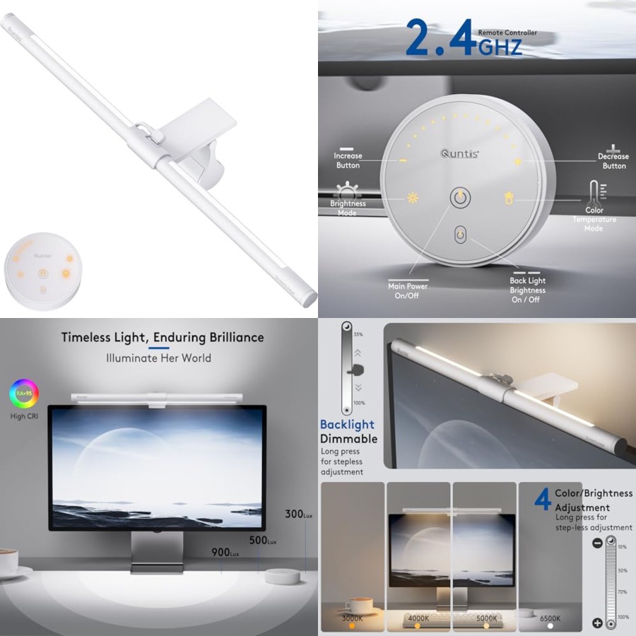 Desk Setup No Computer - Monitor-Lichtleiste mit Fernbedienung, Augenschonend Ohne Blendung,