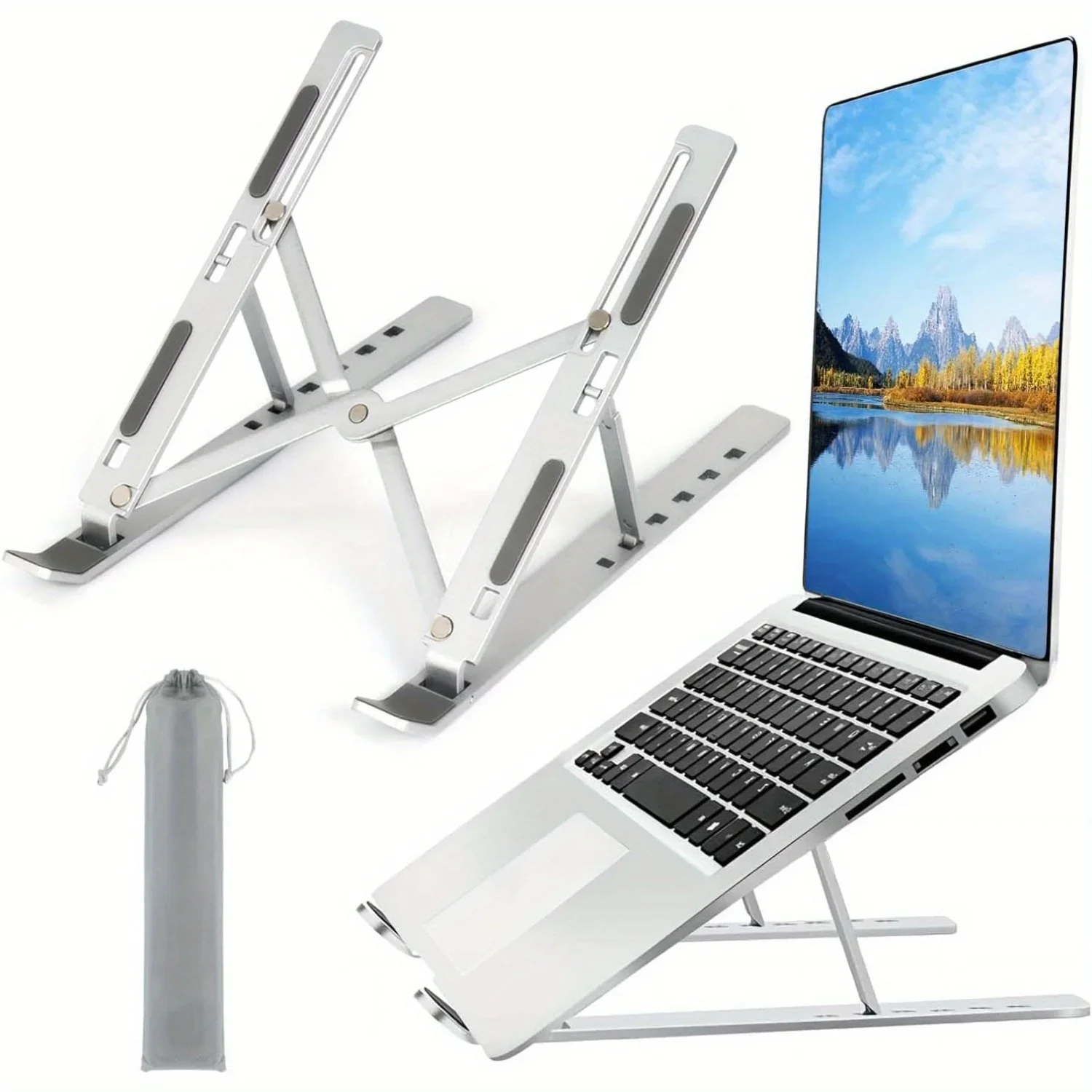 Desk Setup Mac - Faltbarer Aluminium-Laptop-Ständer Ergonomischer Kühlender Notebook-Halter Tragbarer
