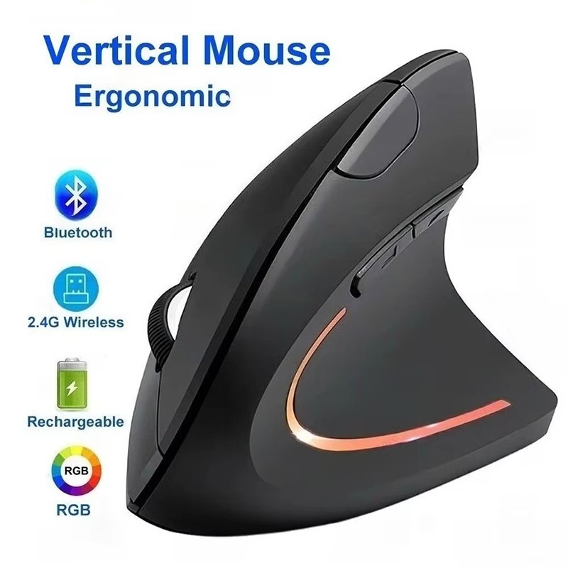 Desk Setup Gaming - Ergonomisch korrekte vertikale Maus, 2,4 GHz,