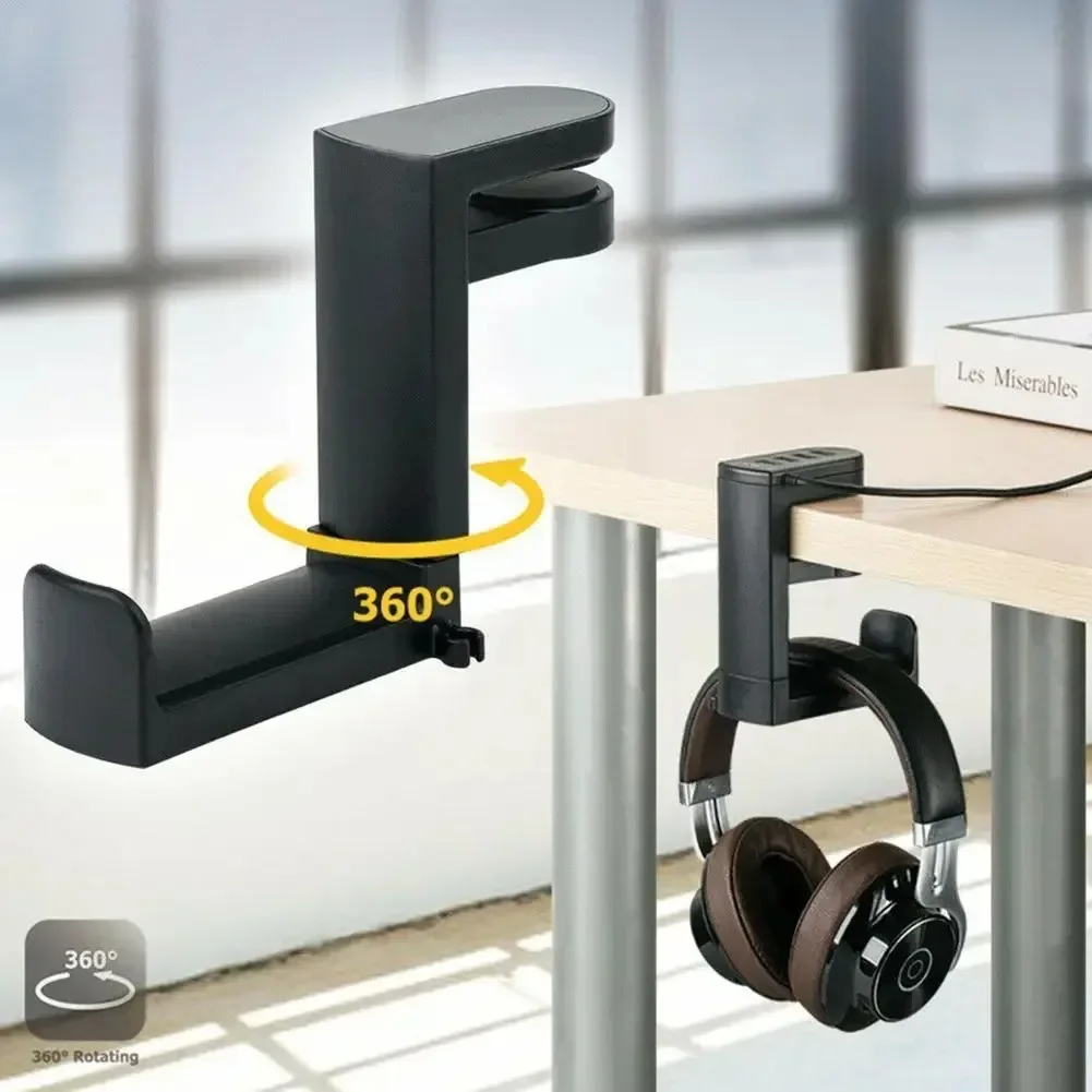 Desk Setup Gaming - Kabelloser Kopfhörerhalter ohne Bohren, Gaming-Headset-Ständer, PC-verstellbare