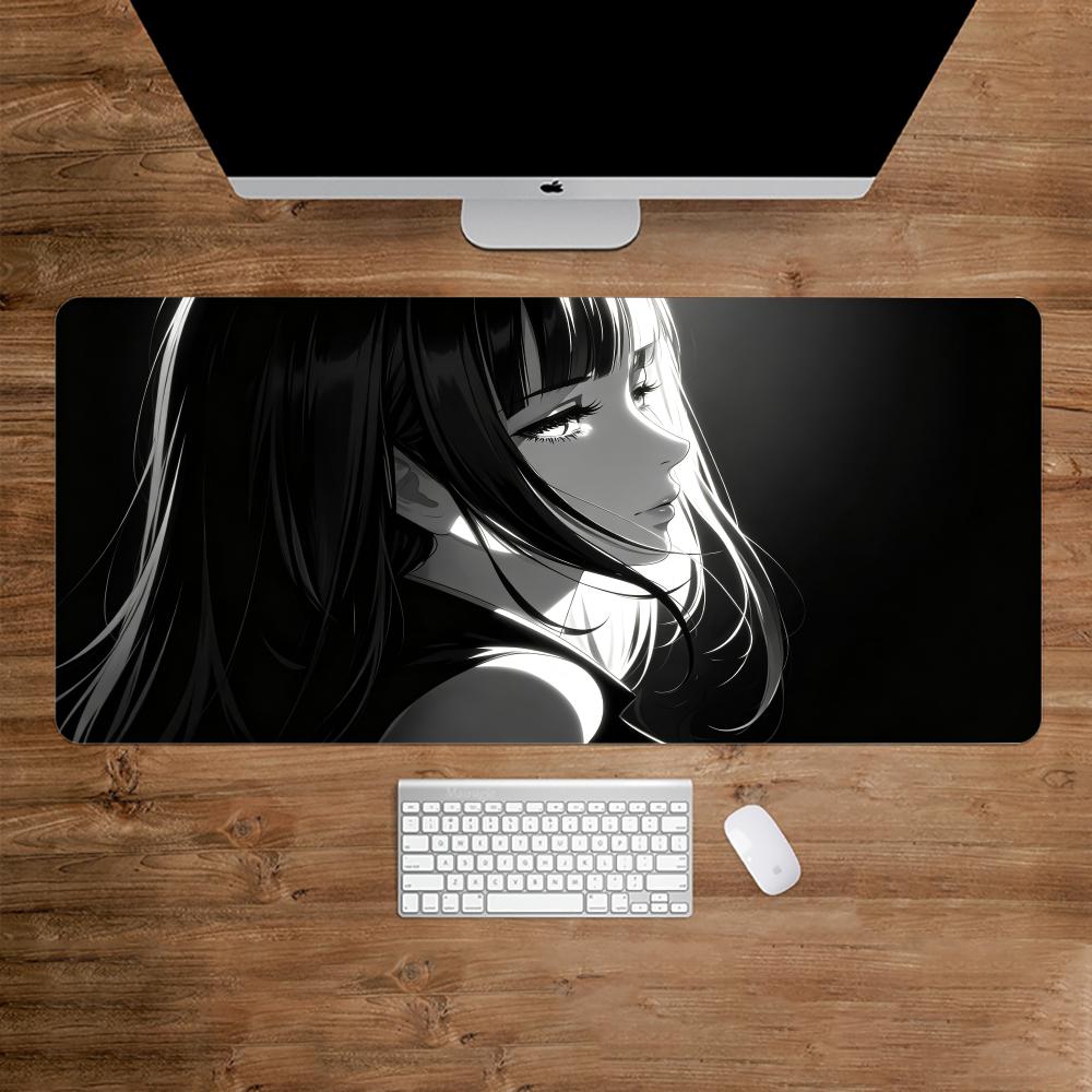 Desk Setup For Work - Dunkles Anime-Mädchen Mauspad Schreibtischzubehör Schreibtischunterlage Gaming-Matten