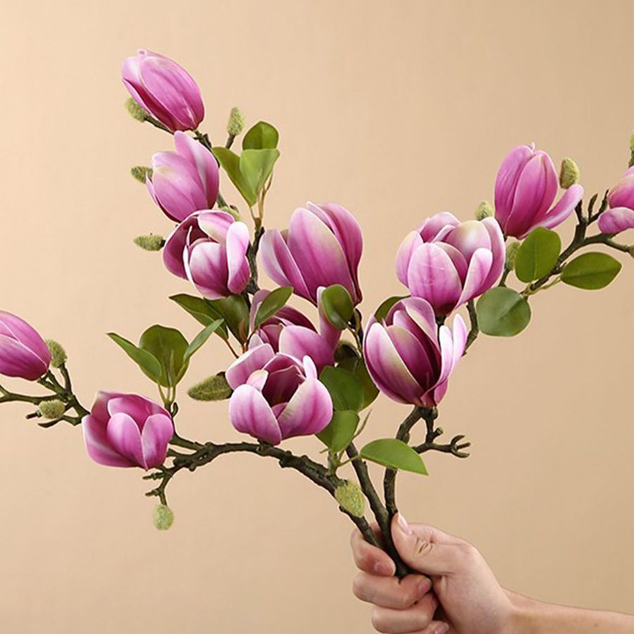 Desk Setup Computer - Künstliche Blume Seide Magnolie Bouquet Diy