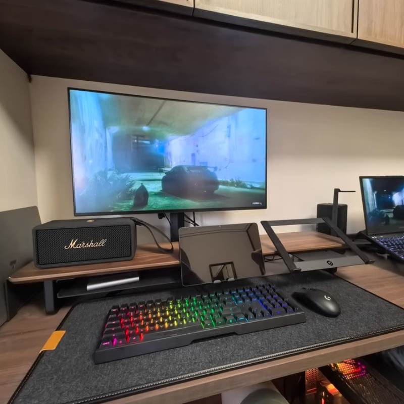 Desk Setup For Laptop And Monitor - Modularer Monitor-Riser-Ständer, ergonomischer Schreibtisch-Organizer, Schwarz, Gaming-Setup-Zubehör,