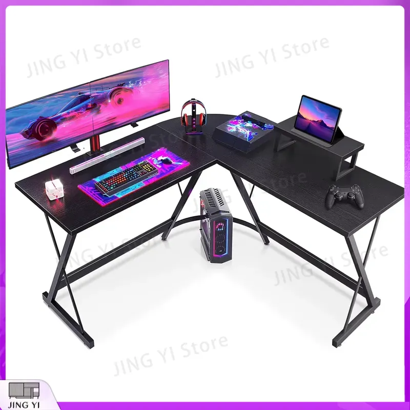 Desk Setup No Computer - L-förmiger Gaming-Schreibtisch mit Monitorständer 127x127x75 cm