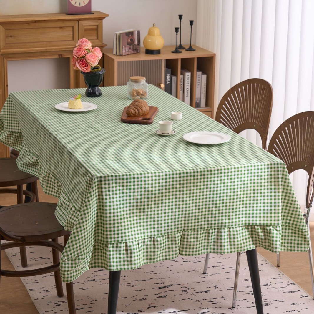 Desk Setup Wallpaper - Französische Retro Plaid Rechteckige Tischdecke Druck