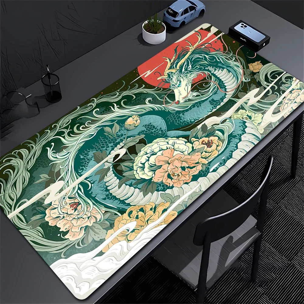 Desk Setup Gaming Pc - Eastern Dragon Peony Flower Schreibtischunterlage, großes