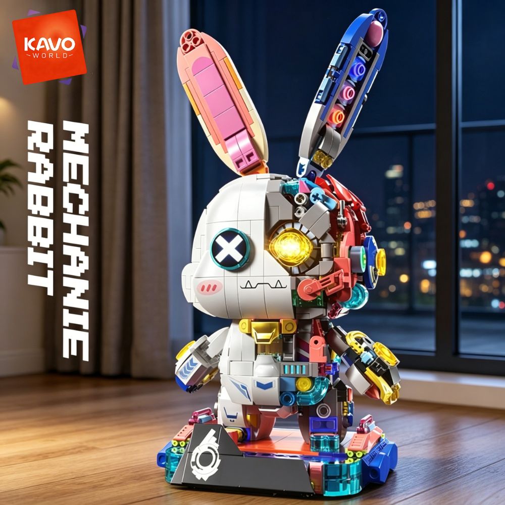 Desk Setup Build - KAVOWORLD 1377-teiliges Roboter-Kaninchen-Bausteine-Set mit LED-Beleuchtung, mehrfach