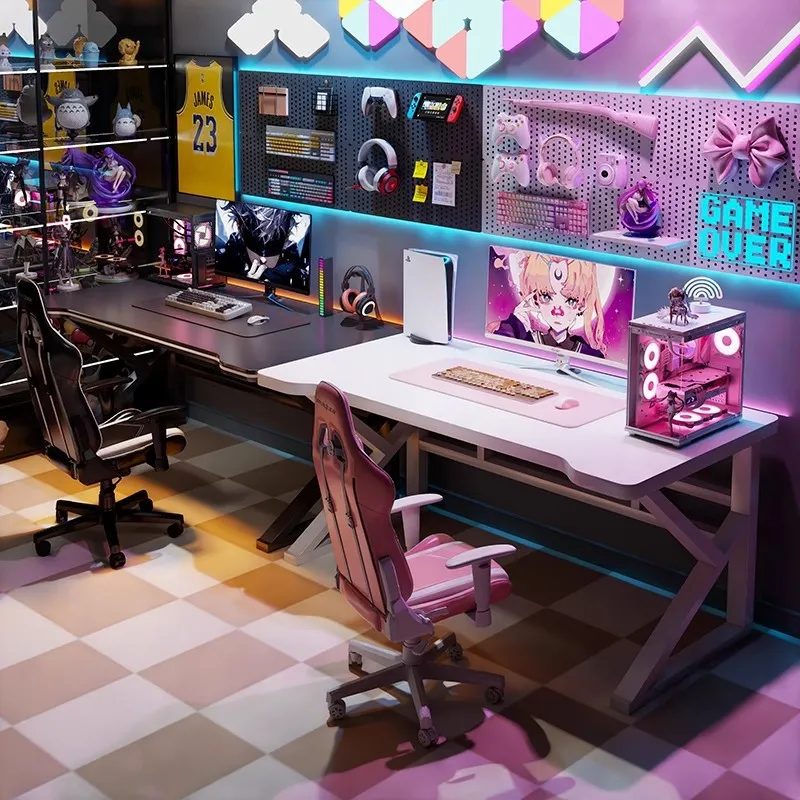 Desk Setup Gaming Pc - Doppelter E-Sports Gaming-Schreibtisch, langer Computertisch für