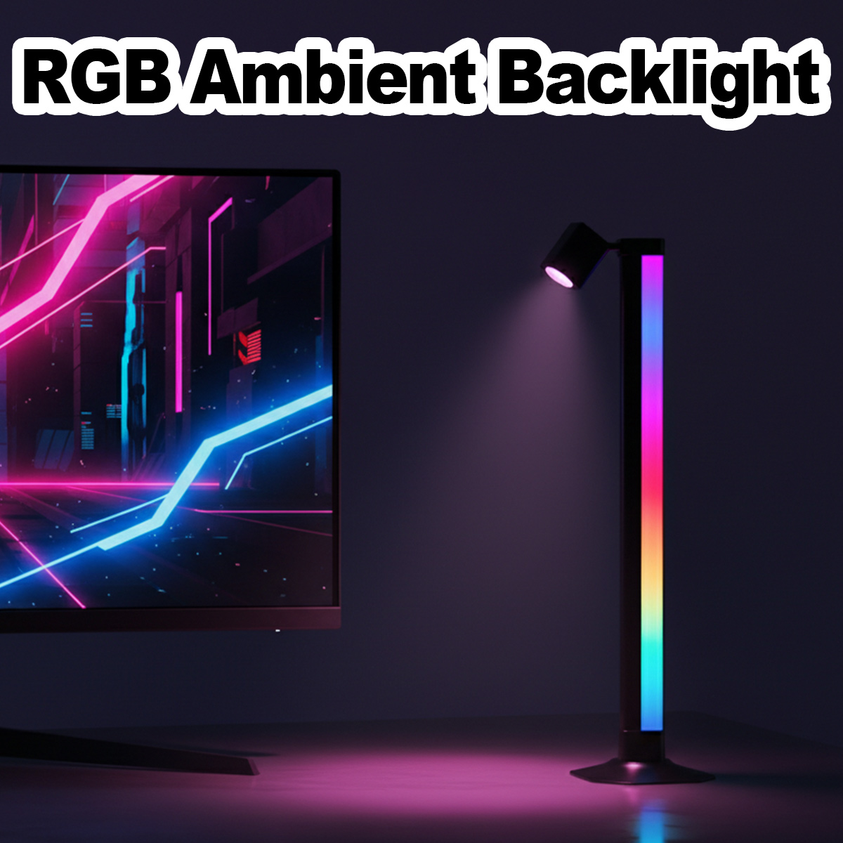 Desk Setup Gaming - Smarte LED-Lichtleiste RGB mit Musik-Synchronisation, App-Steuerung,