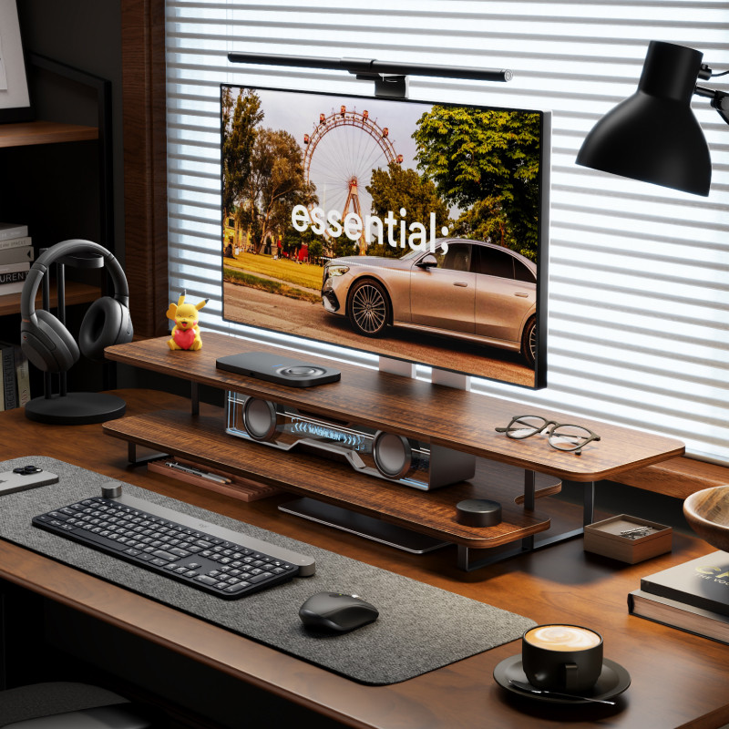 Monitorständer in Walnuss-Opti – Desk Setup For Laptop And Monitor Bewertung und Preis