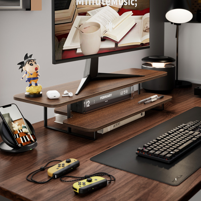 Monitorständer in Walnuss-Opti – Desk Setup For Laptop And Monitor Bewertung und Preis