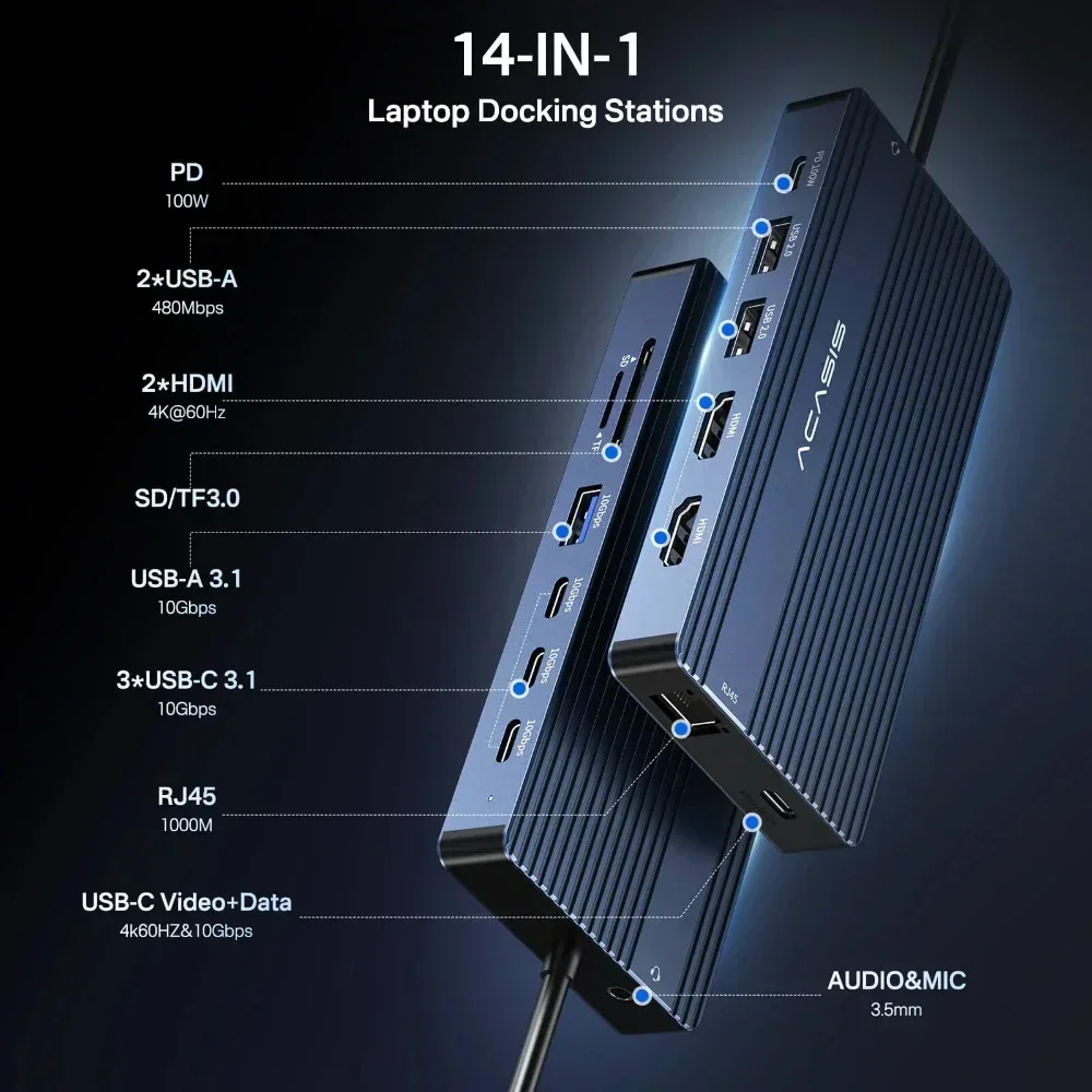 Acasis 14-in-1 USB-C Dockingst – Desk Setup Mac Bewertung und Preis